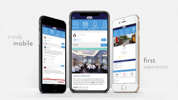 Screenshot EttATA intranet mobile views.